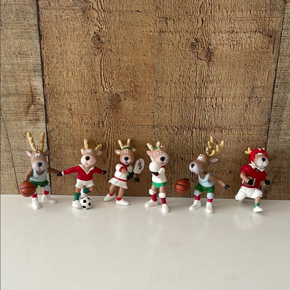 6 Vtg Hallmark Reindeer Champs 3” Ornaments